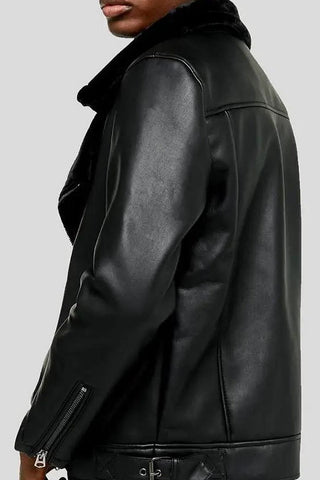 Men's Bard Black Shearling Leather Jacket – lookbook video