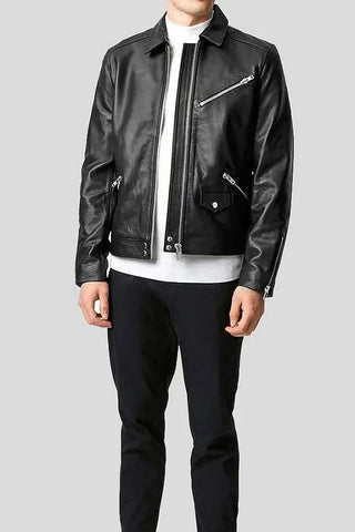 Men's Benn Black Motorcycle Leather Jacket – lookbook video
