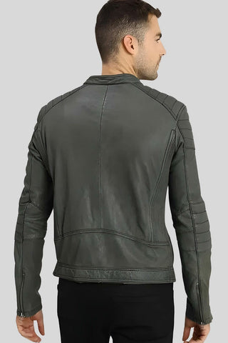 Men's Buck Grey Moto Leather Jacket – lookbook video