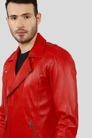Men's Buel Red Motorcycle Leather Jacket – lookbook video