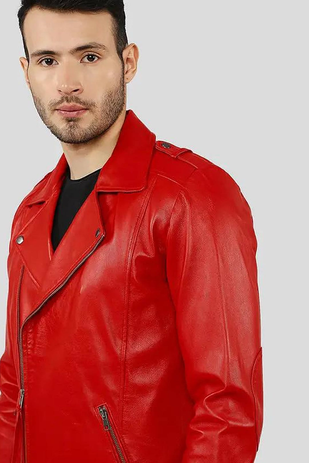 Men's Buel Red Motorcycle Leather Jacket – lookbook video