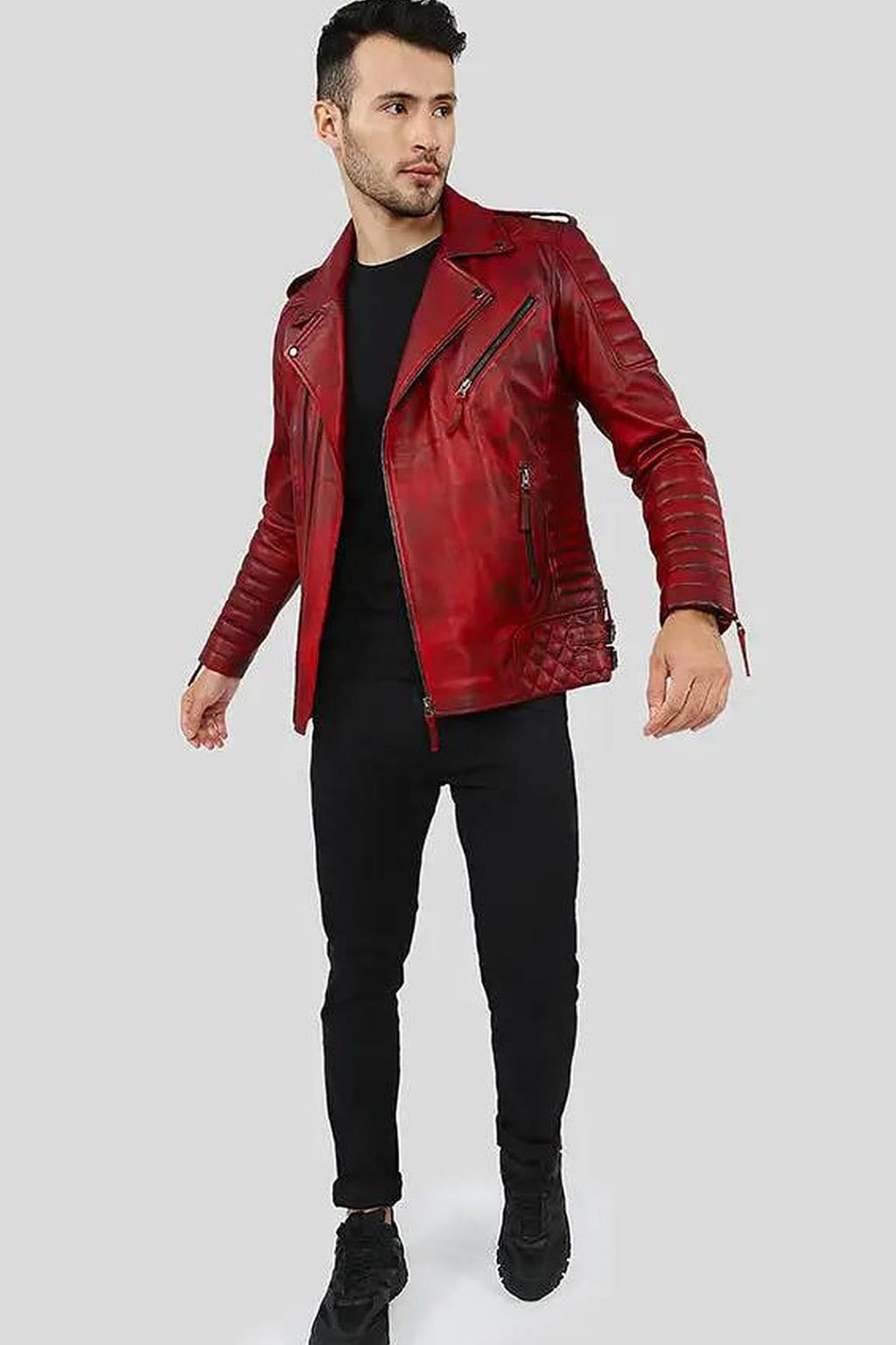 Men's Burke Distressed Red Motorcycle Leather Jacket – lookbook video