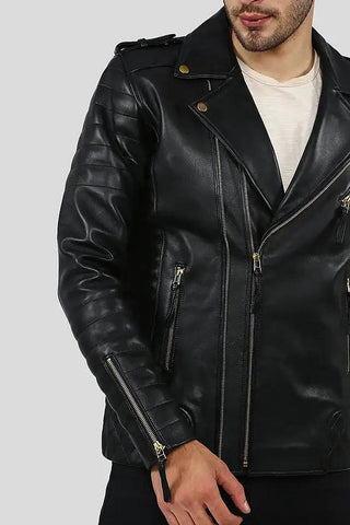 Men's Byron Black Quilted Leather Jacket – lookbook video