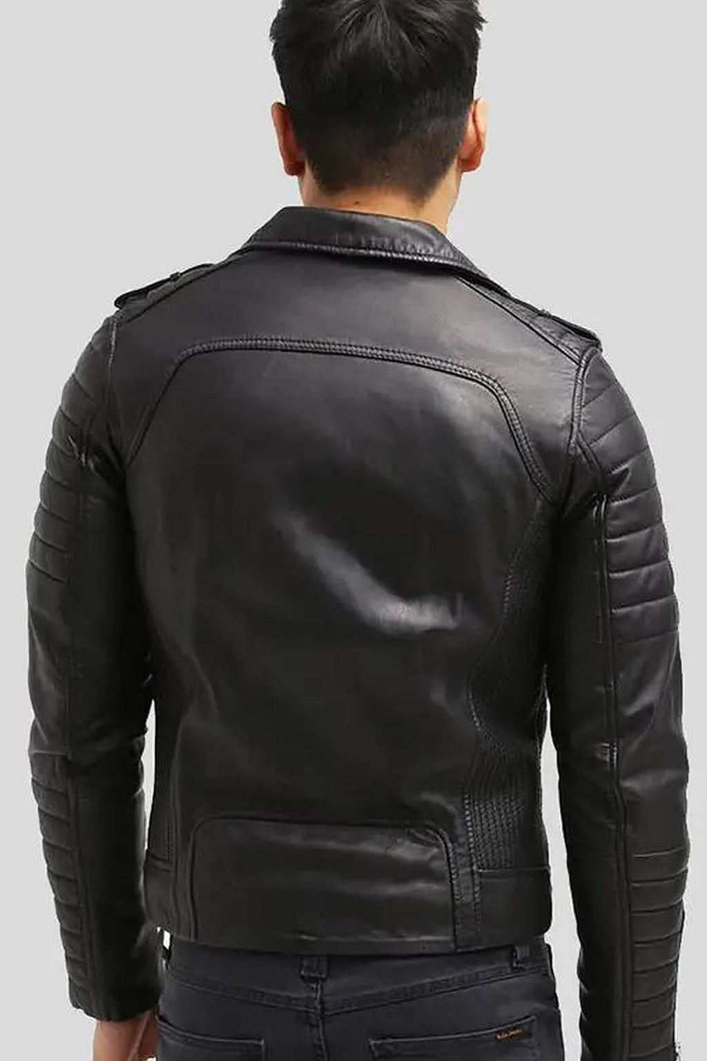 Men's Cain Black Slim Fit Moto Leather Jacket – lookbook video
