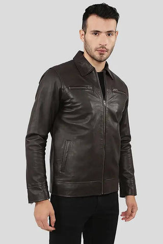 Men's Carl Brown Motorcycle Leather Jacket – lookbook video