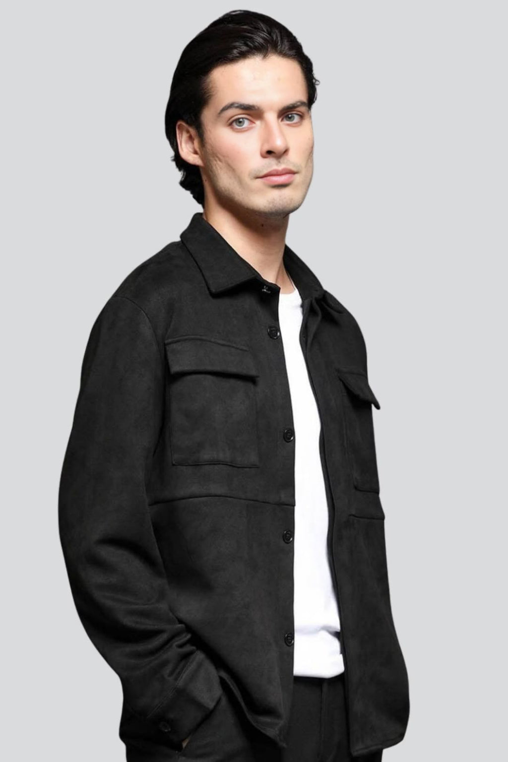 Men's Casper Black Suede Jacket with Utility Pockets – lookbook video