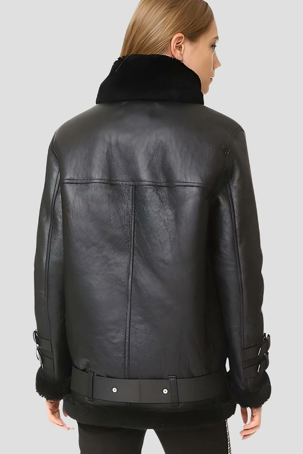 Women's Catalina Black Biker Shearling Leather Jacket – lookbook video