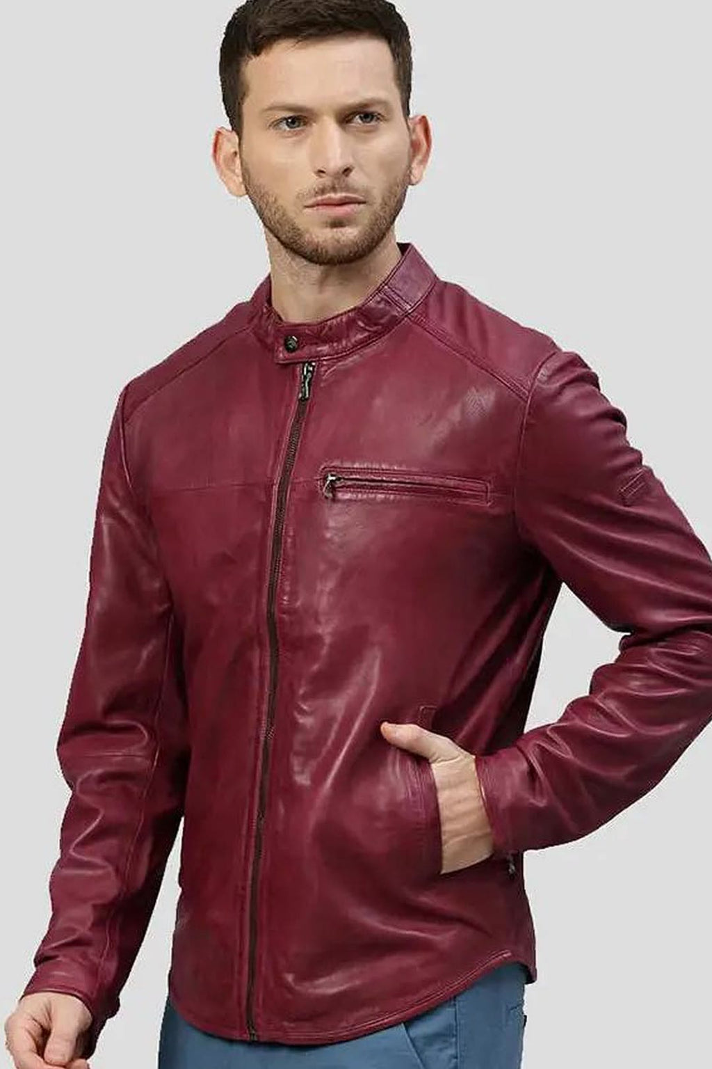 Men's Chase Red Racer Leather Jacket – lookbook video