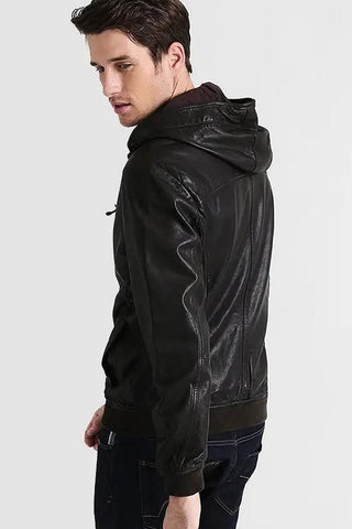 Men's Chet Black Hooded Leather Jacket – lookbook video