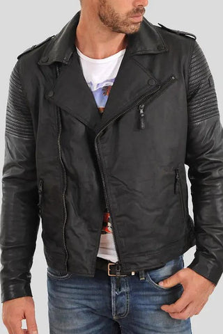 Men's Christopher Black Motorcycle Leather Jacket – lookbook video
