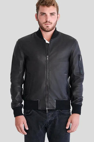 Men's Clark Black Bomber Leather Jacket – lookbook video