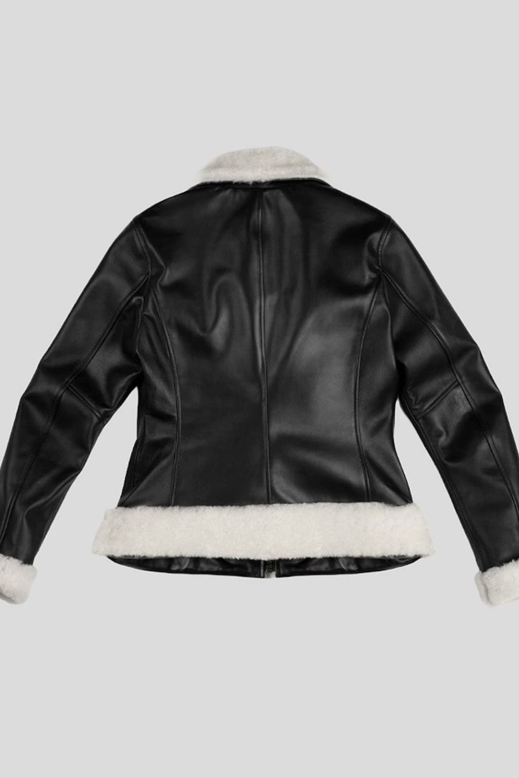 Women's Cosmopolitan Contrast Sherpa Collar Black Flight Leather Jacket – lookbook video