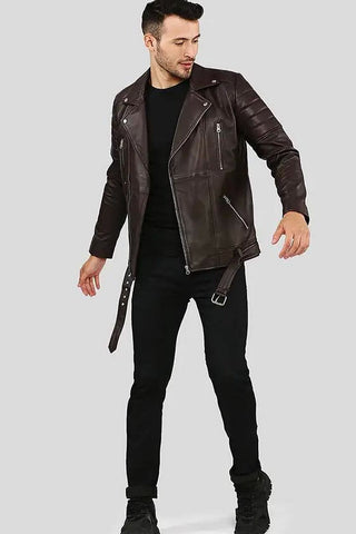Men's Cyro Brown Quilted Leather Jacket – lookbook video