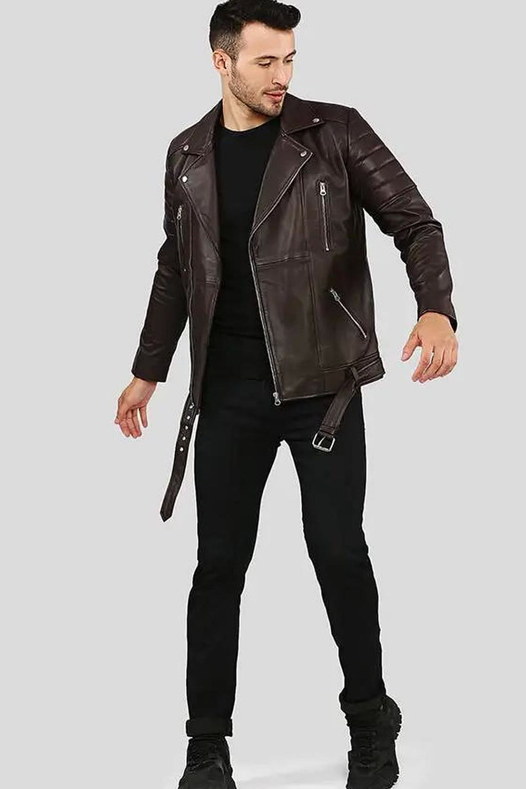 Men's Cyro Brown Quilted Leather Jacket – lookbook video