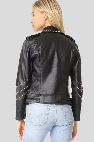 Women's Dani Black Studded Leather Jacket – lookbook video