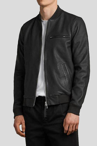 Men's Denzel Black Bomber Leather Jacket – lookbook video