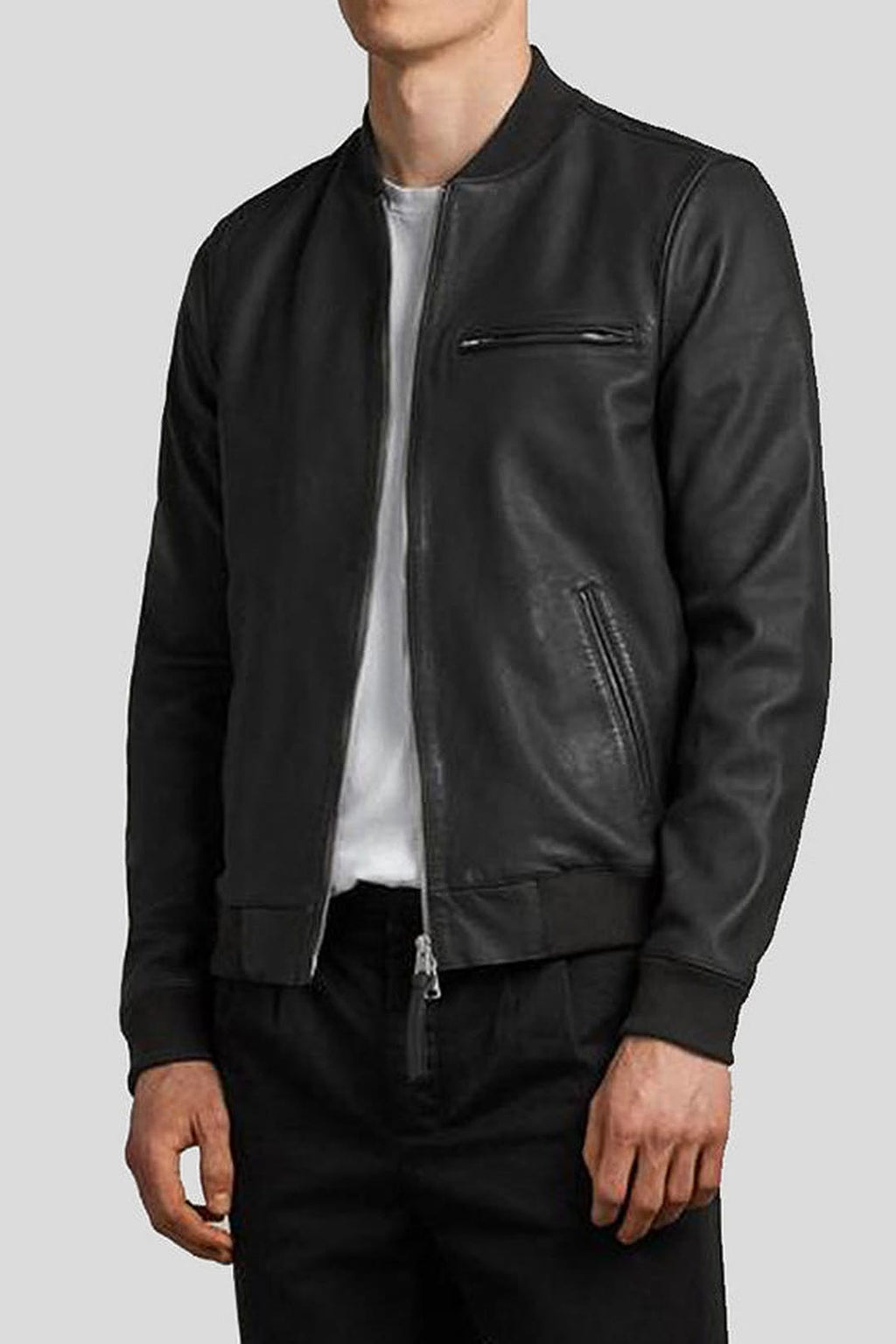 Men's Denzel Black Bomber Leather Jacket – lookbook video