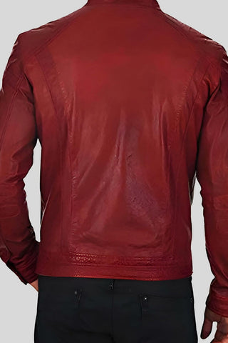 Men's Dominic Red Racer Leather Jacket – lookbook video