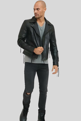 Men's Dylan Black Motorcycle Leather Jacket – lookbook video