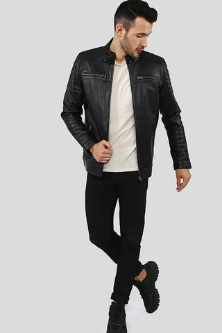 Men's Elon Black Motorcycle Leather Jacket – lookbook video