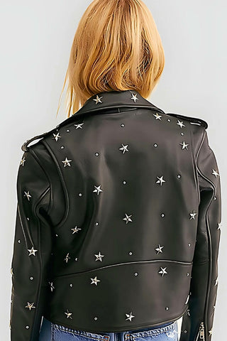 Women's Eva Black Studded Leather Jacket – lookbook video