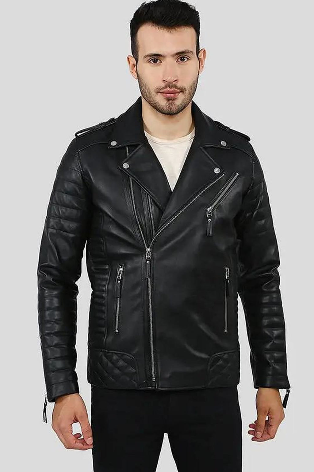 Men's Ezra Black Quilted Leather Jacket – lookbook video