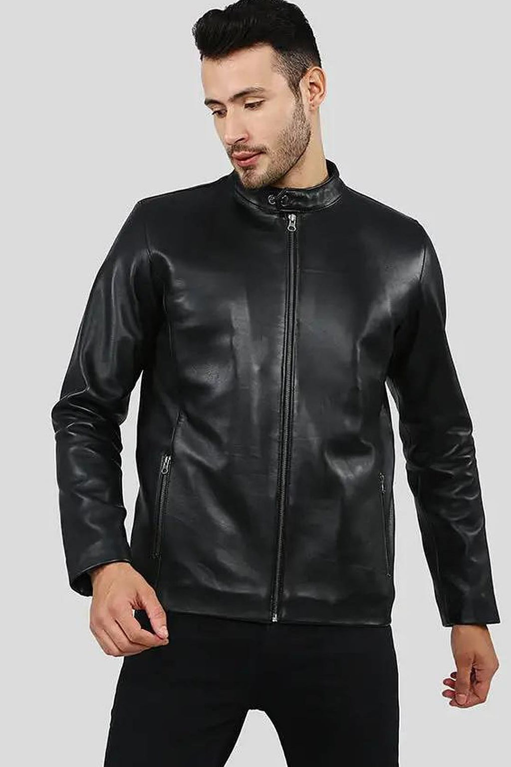 Men's Fletcher Black Racer Leather Jacket – lookbook video