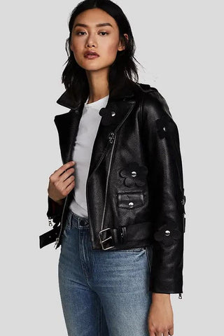Women's Florence Black Moto Leather Jacket – lookbook video