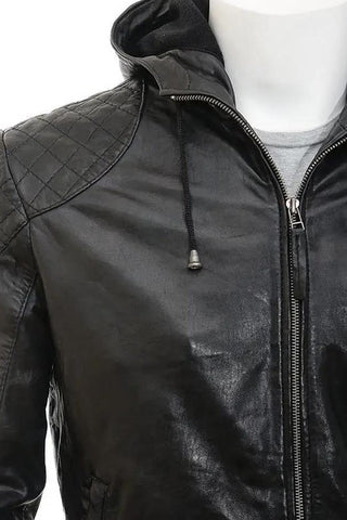 Men's Franc Black Hooded Leather Jacket – lookbook video