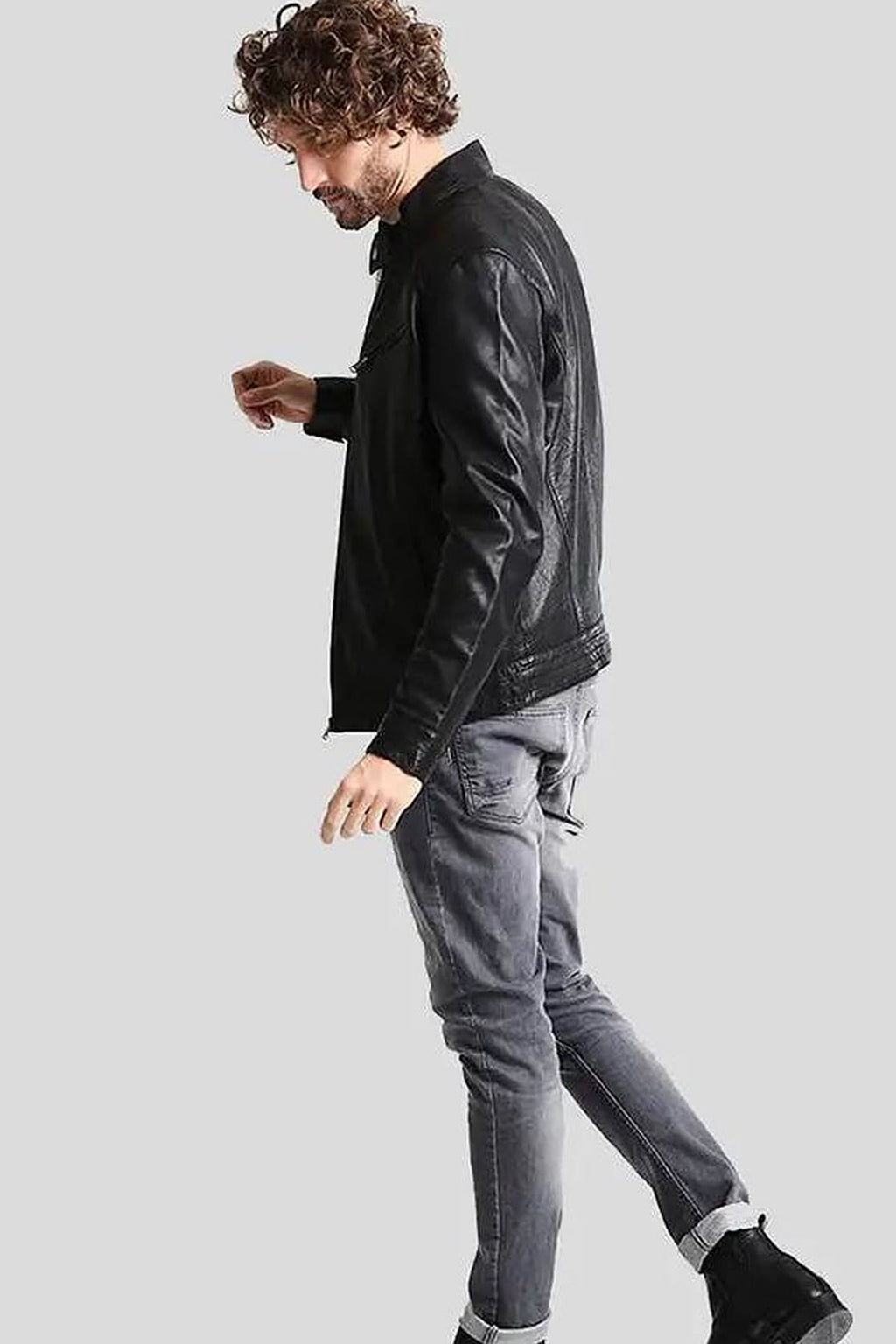 Men's Frank Black Racer Leather Jacket – lookbook video