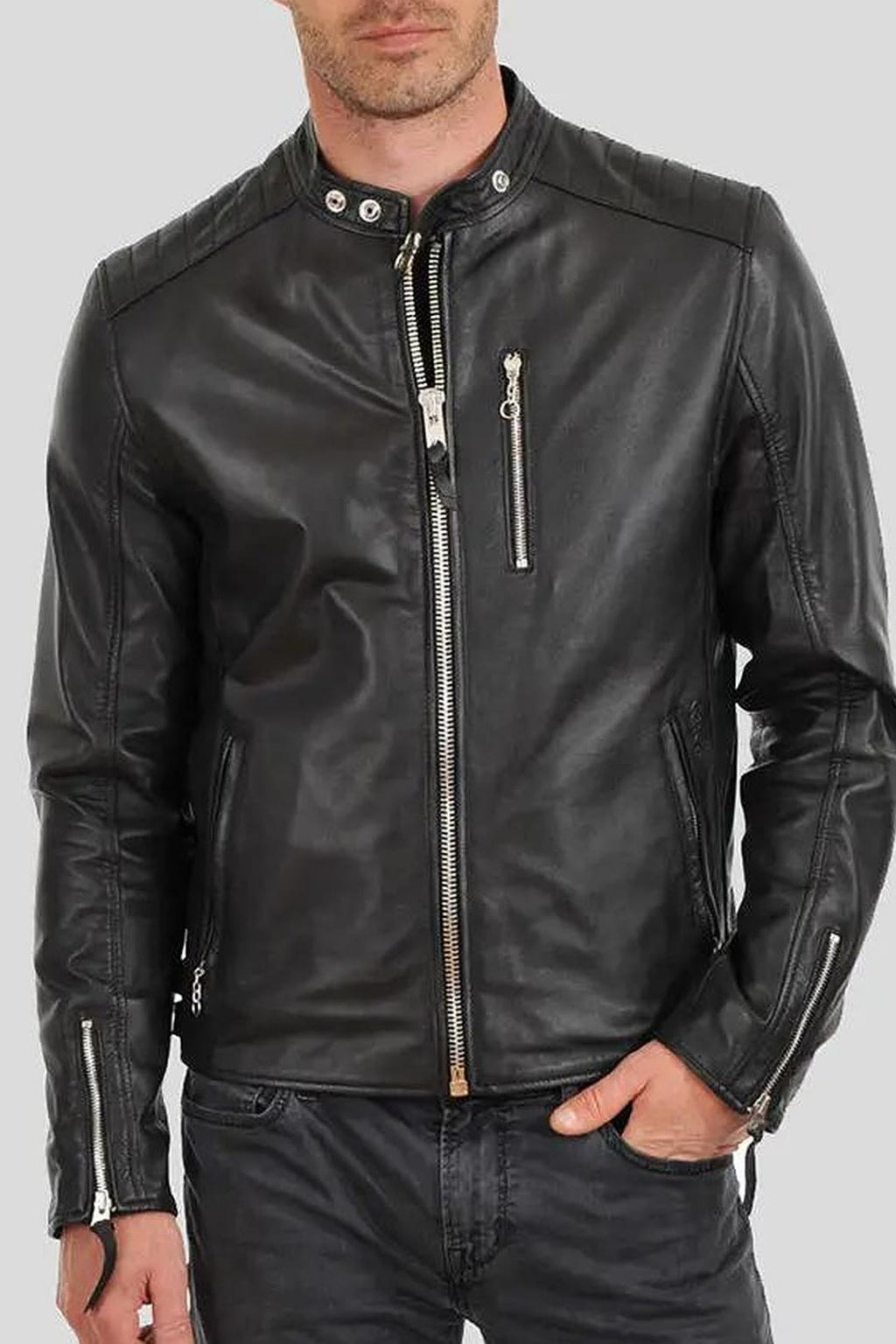 Men's Fraser Black Moto Leather Jacket – lookbook video