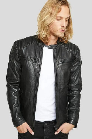 Men's Gary Black Motorcycle Leather Jacket – lookbook video