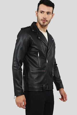 Men's Gregor Black Moto Leather Jacket – lookbook video