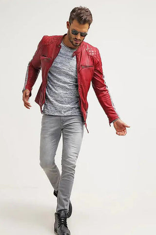 Men's Hank Red Quilted Leather Jacket – lookbook video