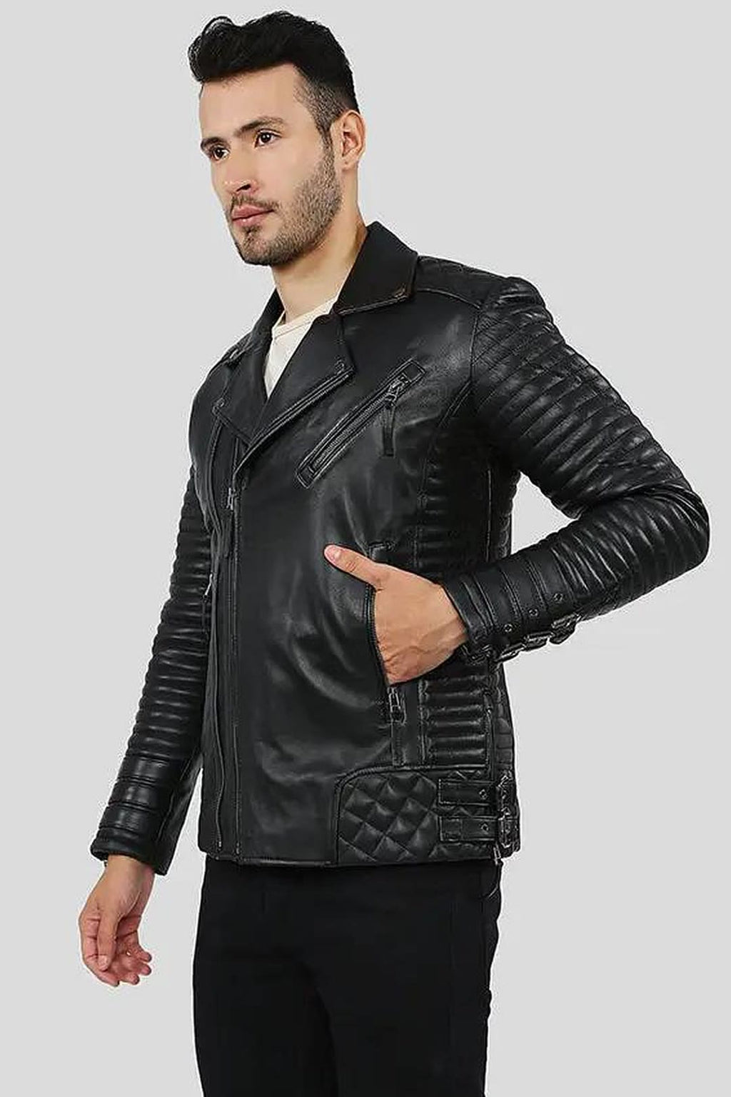 Men's Hector Black Moto Leather Jacket – lookbook video