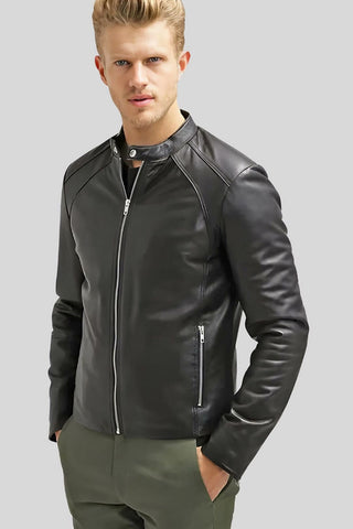 Men's Hung Black Racer Leather Jacket – lookbook video