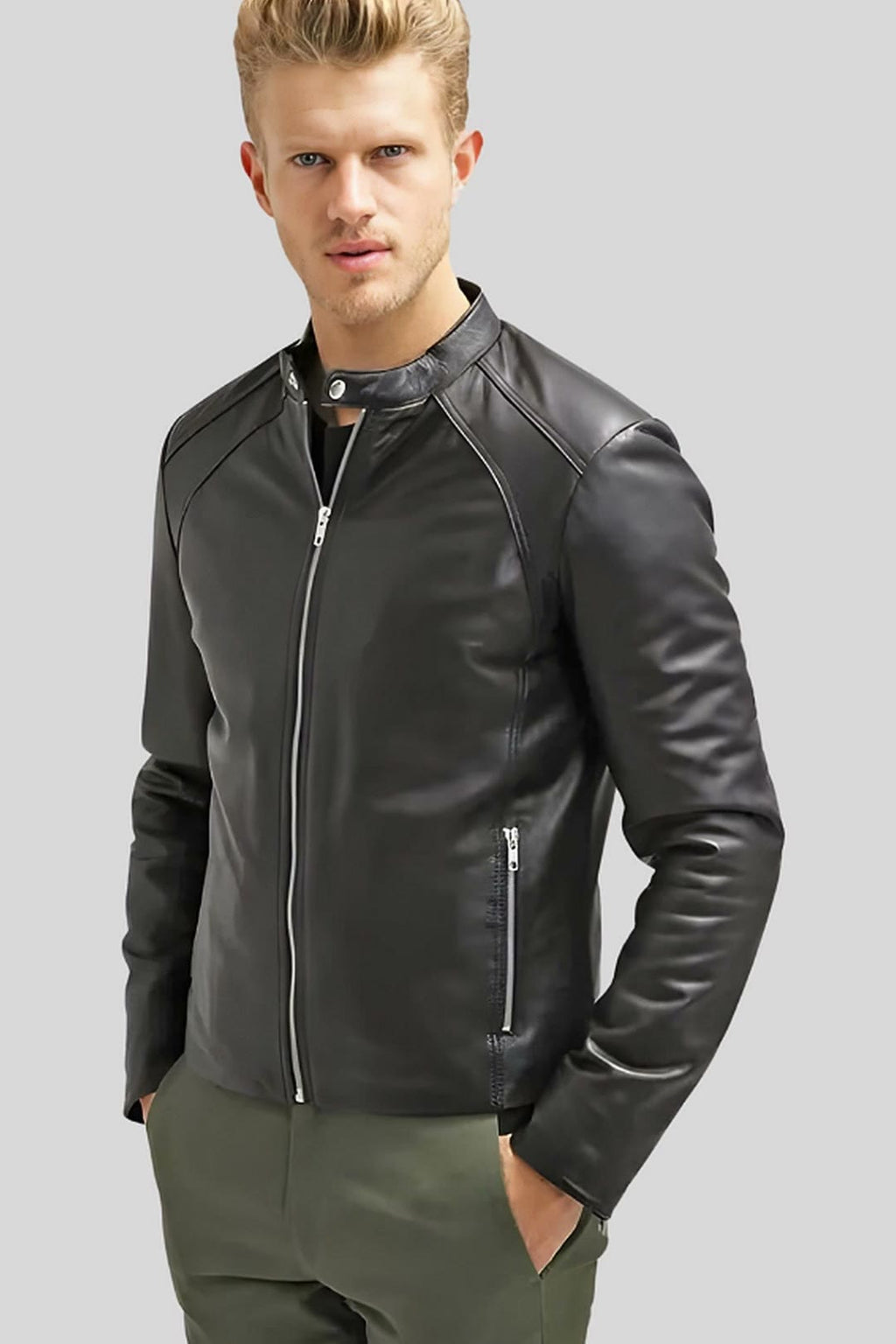 Men's Hung Black Racer Leather Jacket – lookbook video