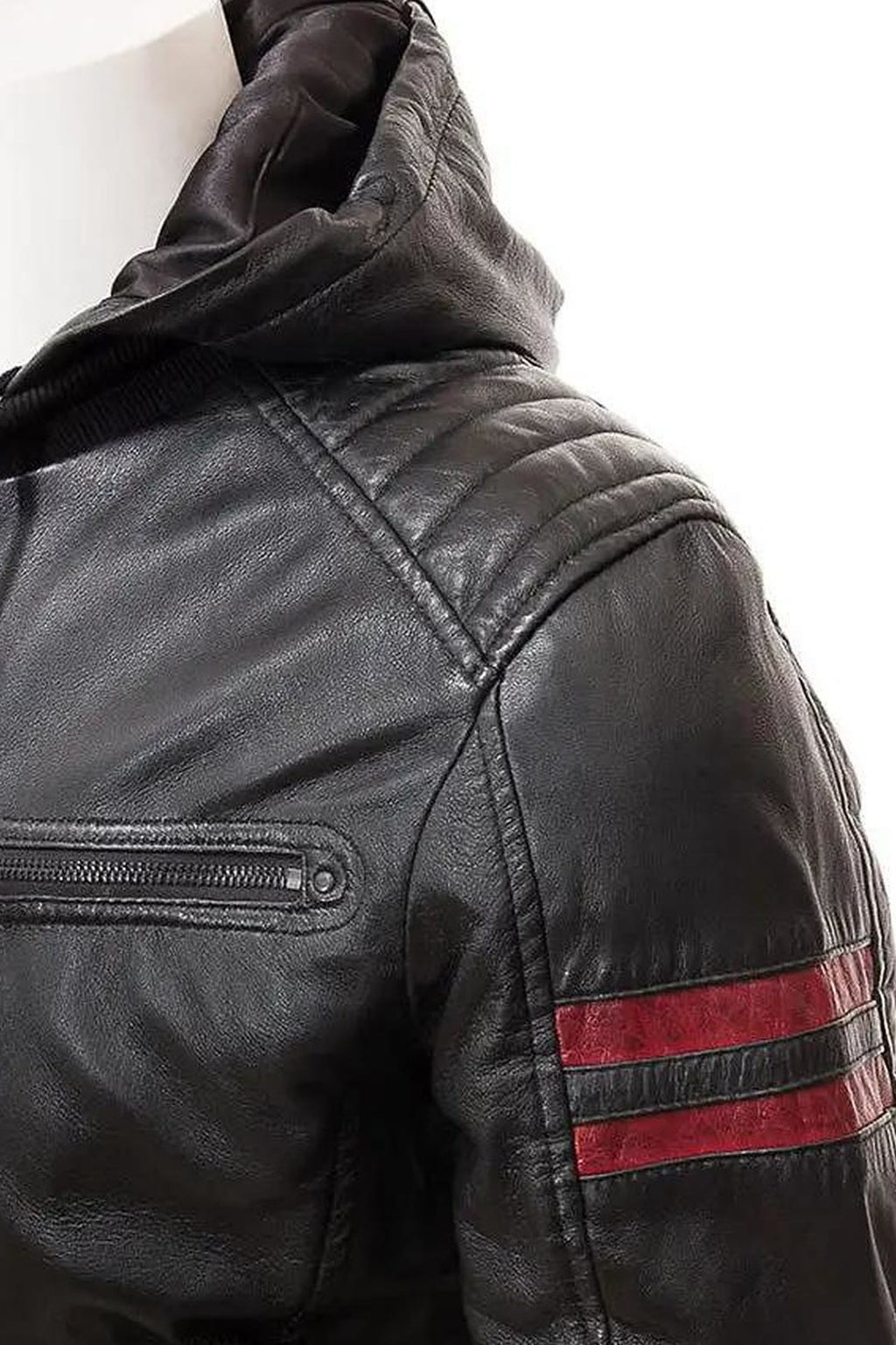 Men's Jed Black Leather Jacket With Hood – lookbook video