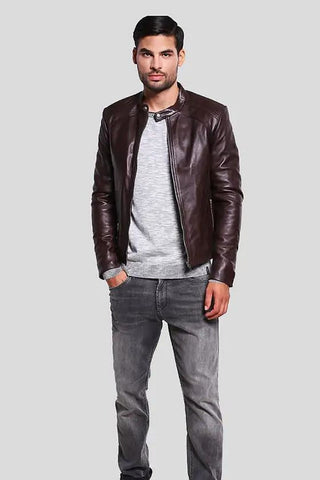 Men's Joey Brown Racer Leather Jacket – lookbook video