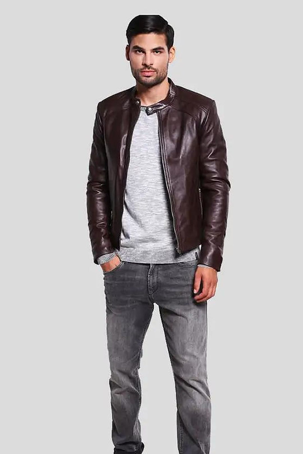 Men's Joey Brown Racer Leather Jacket – lookbook video