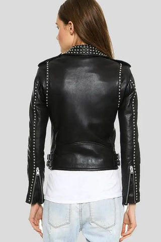 Women's Kimora Black Studded Leather Jacket – lookbook video