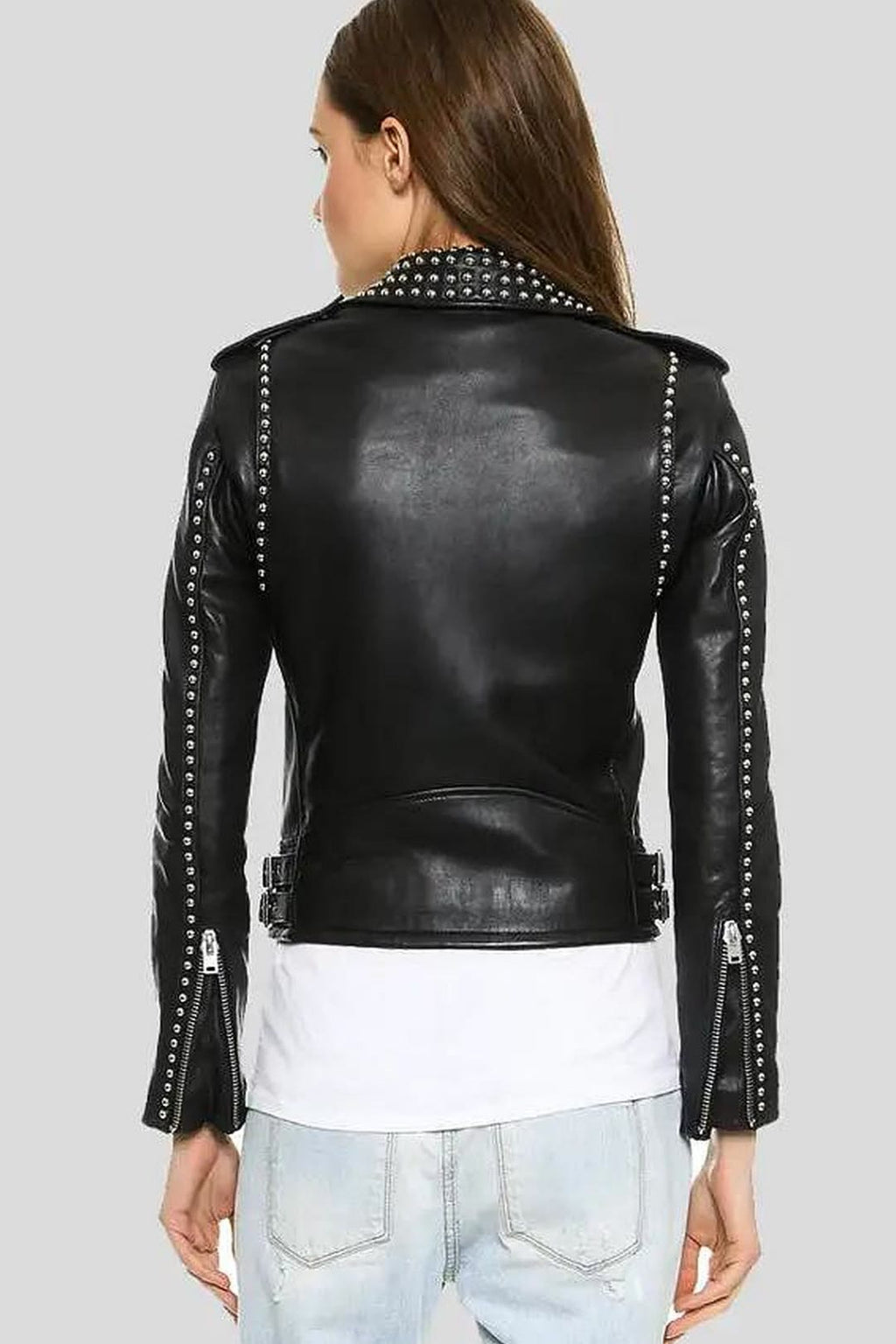 Women's Kimora Black Studded Leather Jacket – lookbook video