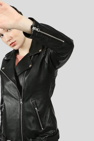 Women's Larisa Black Moto Leather Jacket – lookbook video