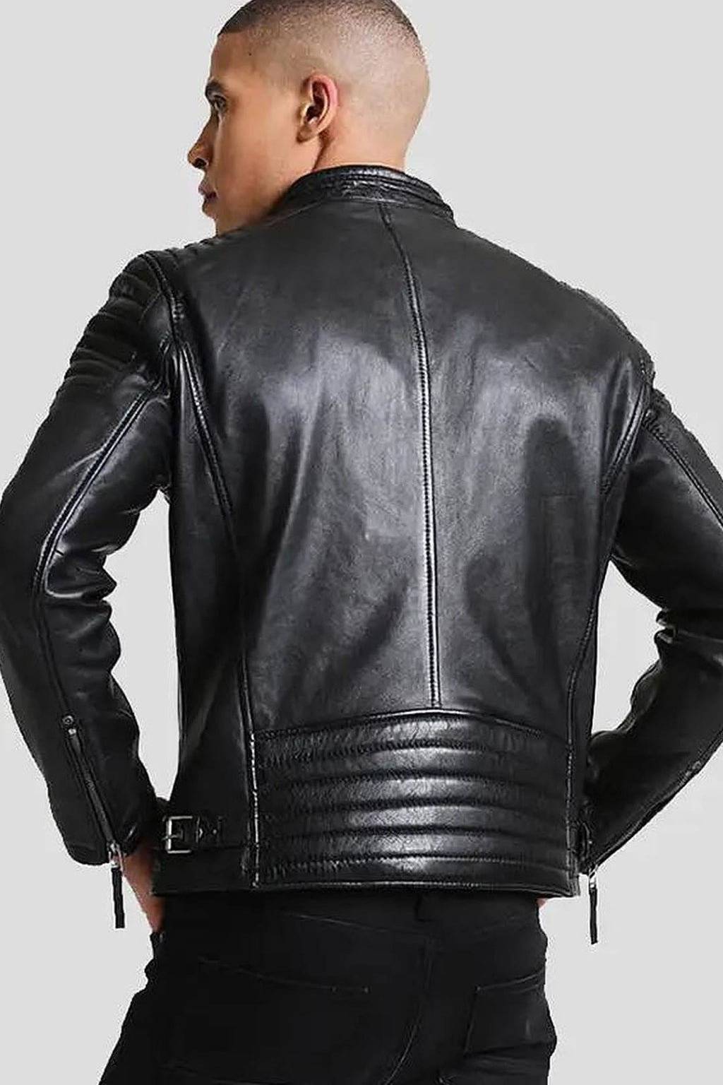 Men's Lester Black Racer Leather Jacket – lookbook video