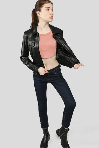 Women's Lorelei Black Racer Leather Jacket – lookbook video