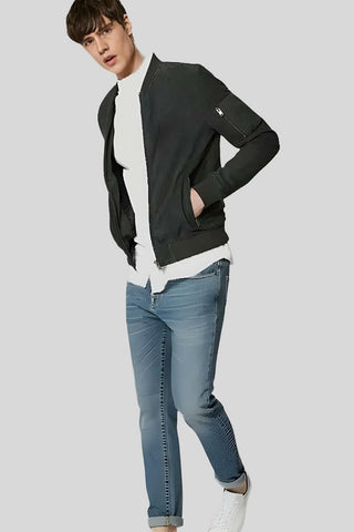 Men's Lucy Dark Green Suede-Style Bomber Leather Jacket – lookbook video