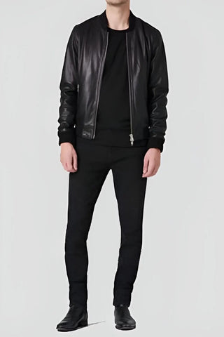 Men's Luke Black Bomber Leather Jacket – lookbook video