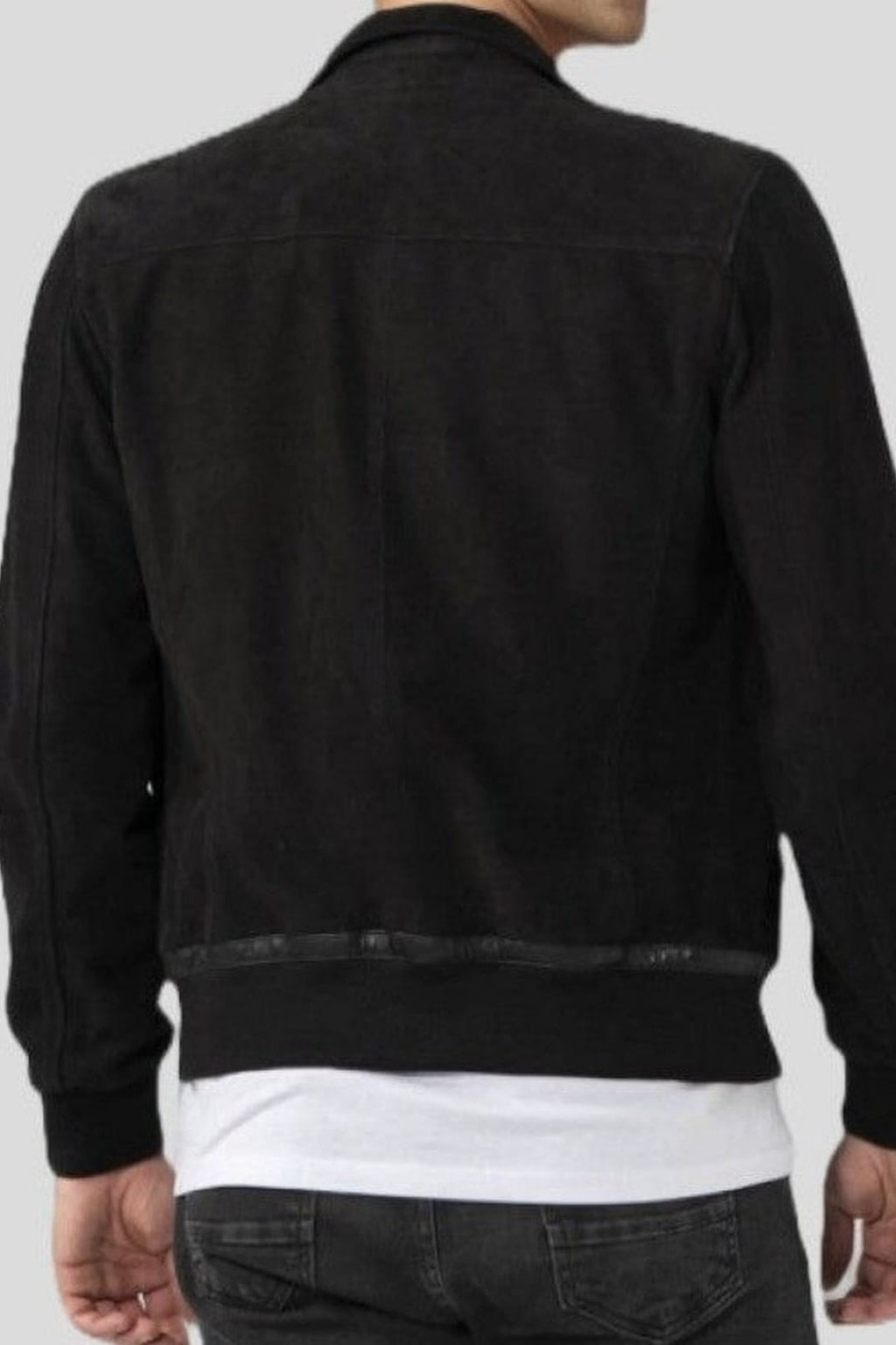 Men's Luxe Noir Black Suede-Style Bomber Leather Jacket – lookbook video