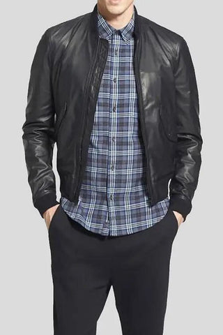 Men's Lymo Black Bomber Leather Jacket – lookbook video