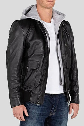 Men's Marc Black Removable Hooded Leather Jacket – lookbook video